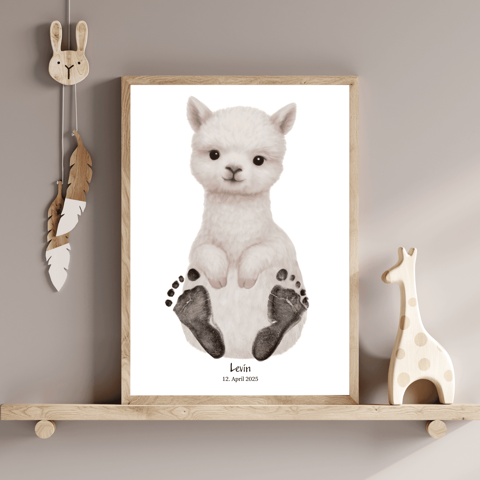 Baby Fußabdruck Poster Set „Mama“ – Für Babys & Kleinkinder bis 4 Jahre – Geschenk zum Muttertag & Geburtstag – Alpaka