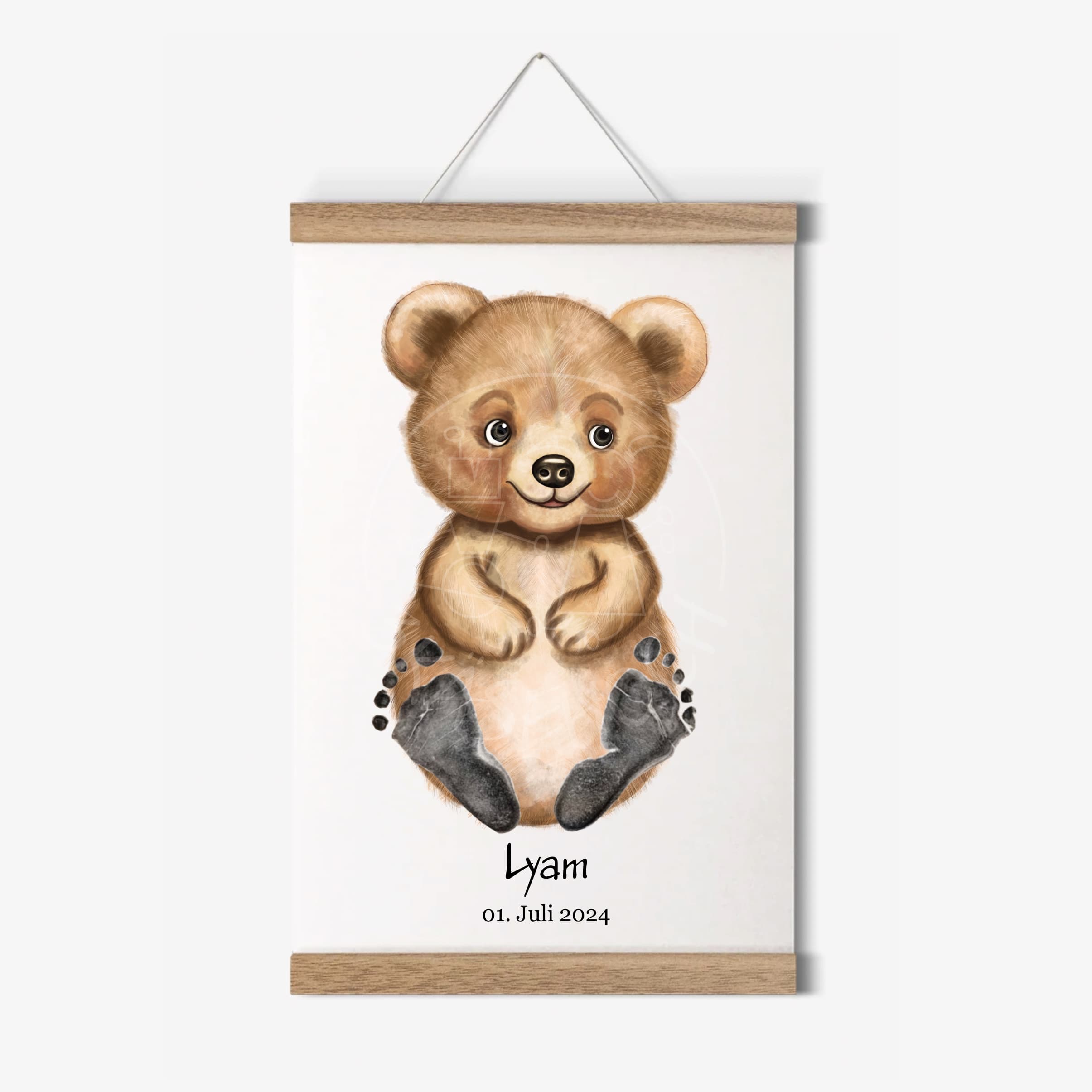 Baby Fußabdruck Geschenkset – personalisiert – viele Tiermotive – Bär