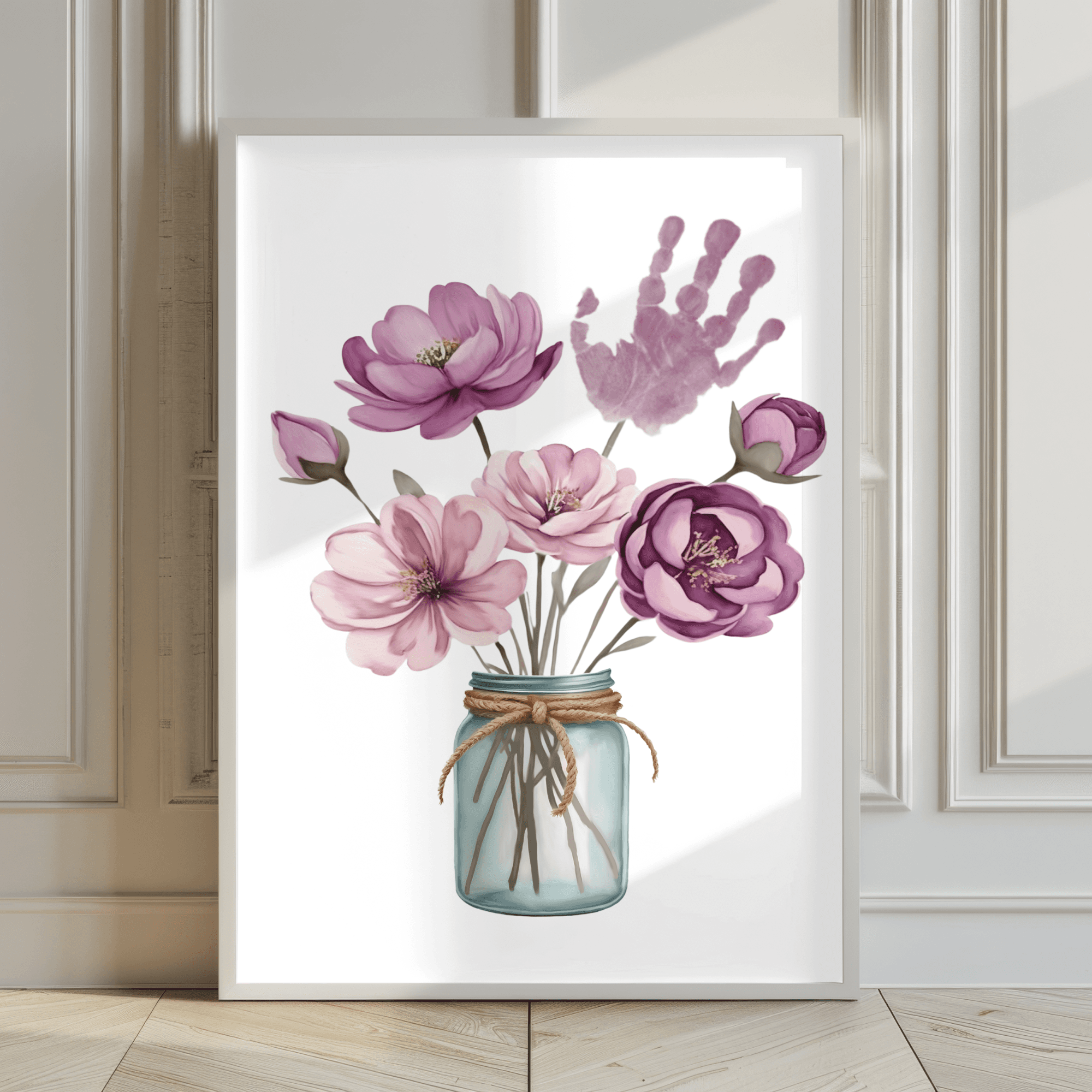 Blumenstrauß Bastelset für Kinder – Handabdruck Poster