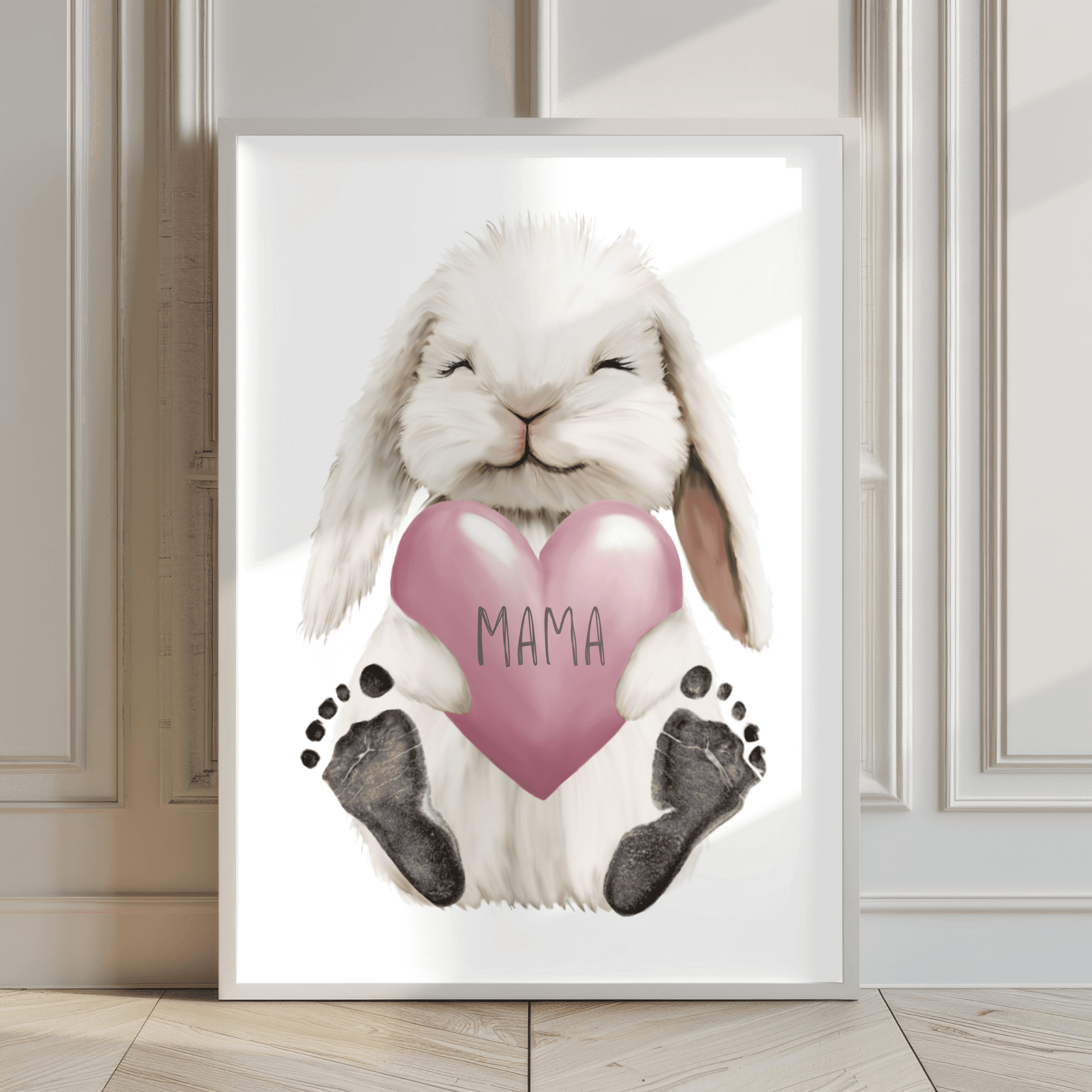 Baby Fußabdruck Poster Set „Mama“ – Für Babys & Kleinkinder bis 4 Jahre – Geschenk zum Muttertag & Geburtstag