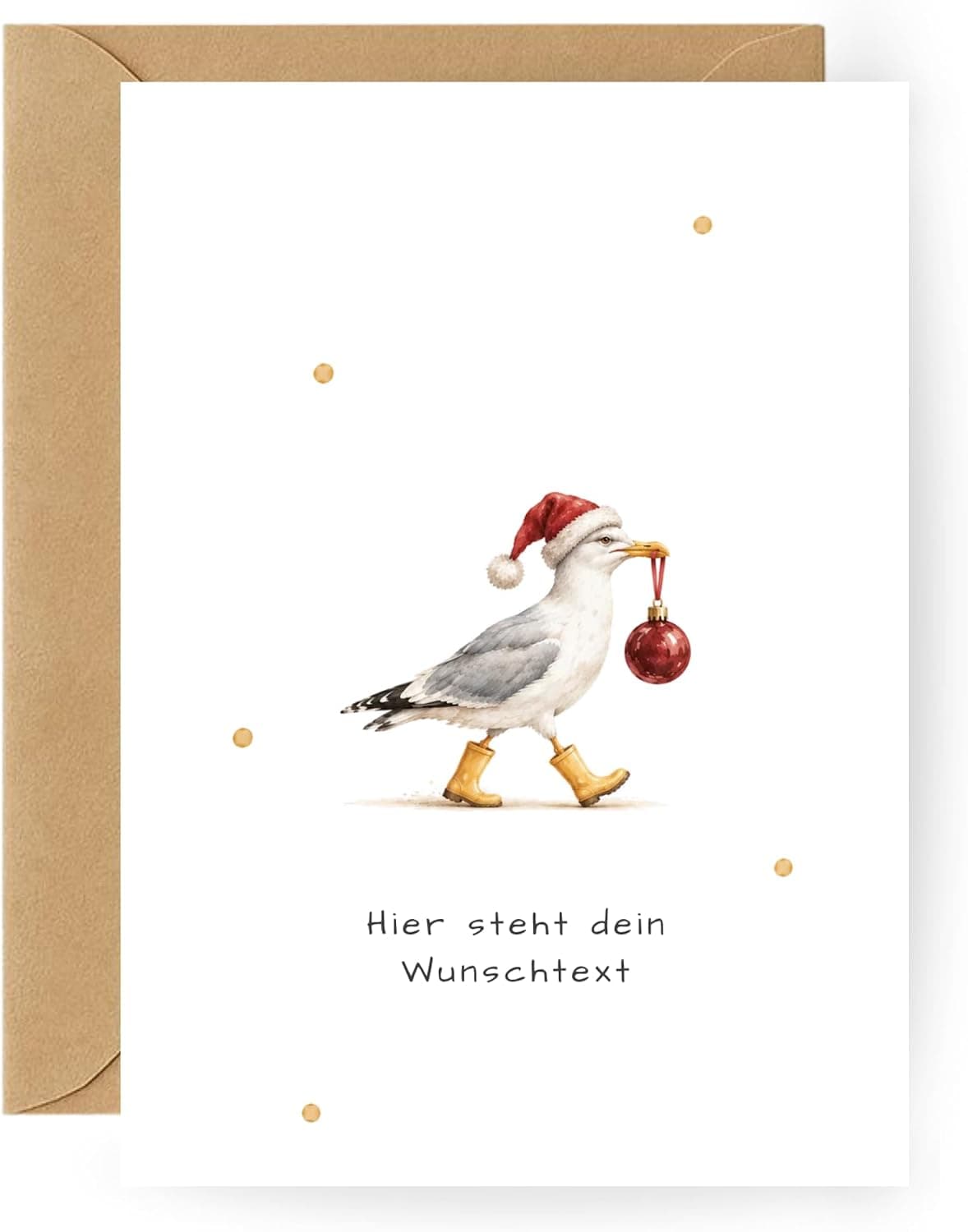 Personalisierte Weihnachtskarte mit Wunschtext – Möwe & weitere Motive