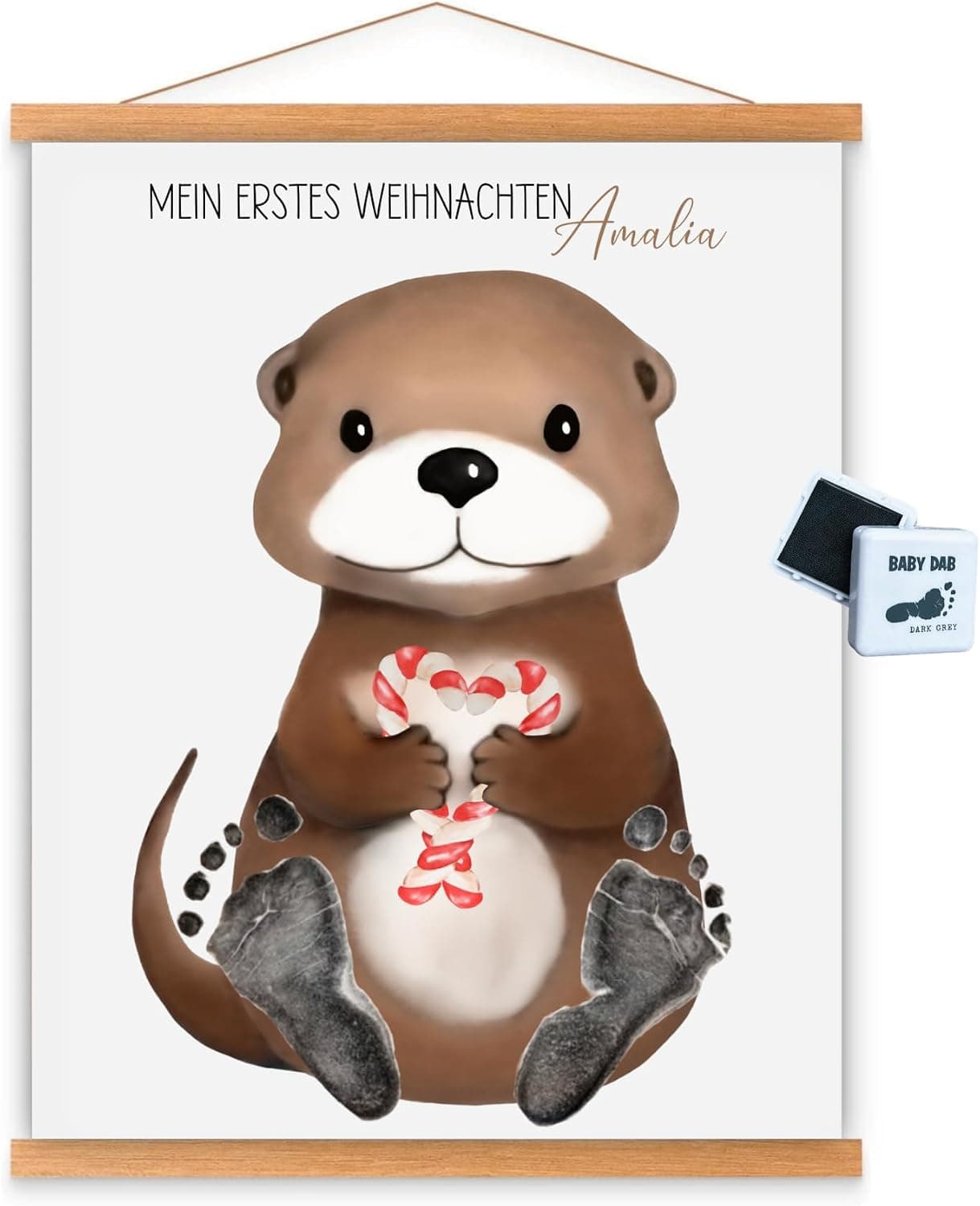 „Mein 1. Weihnachten“ Poster personalisiert Baby Fußabdruck Set