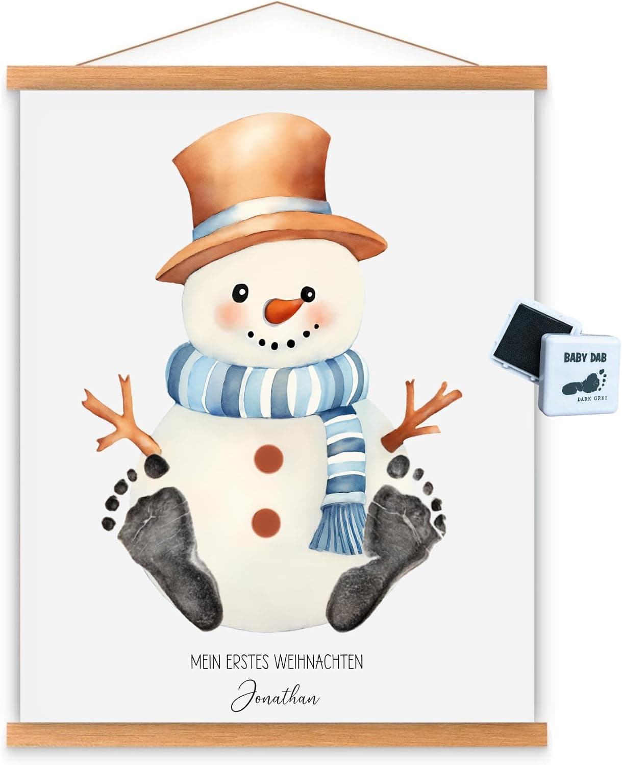 „Mein 1. Weihnachten“ Poster personalisiert Baby Fußabdruck Set – A4