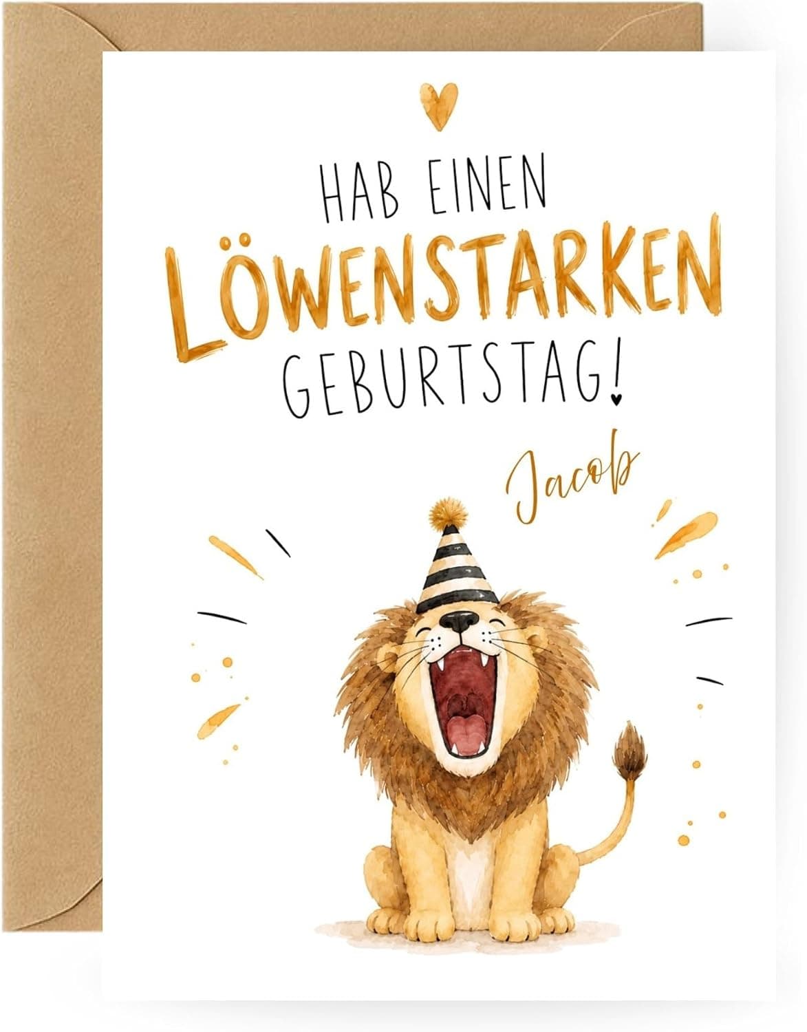 Personalisierte Geburtstagskarte Löwe für Kinder mit Name