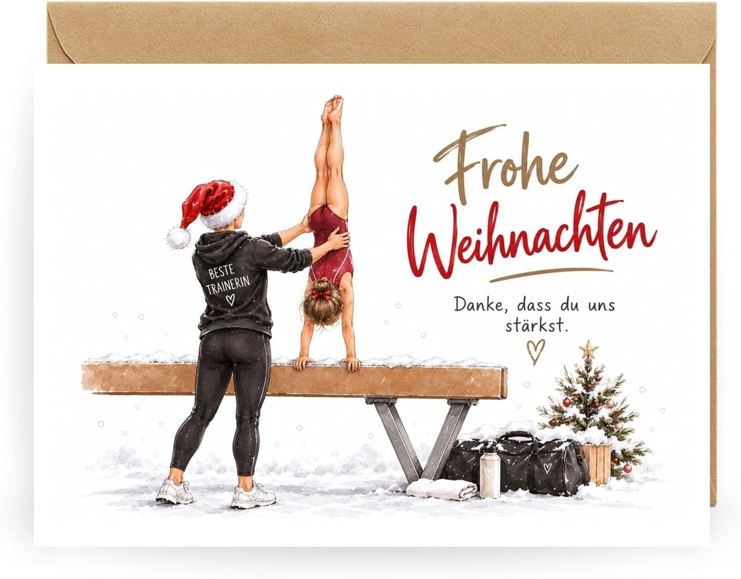 Danke-Weihnachtskarte für die Turntrainerin