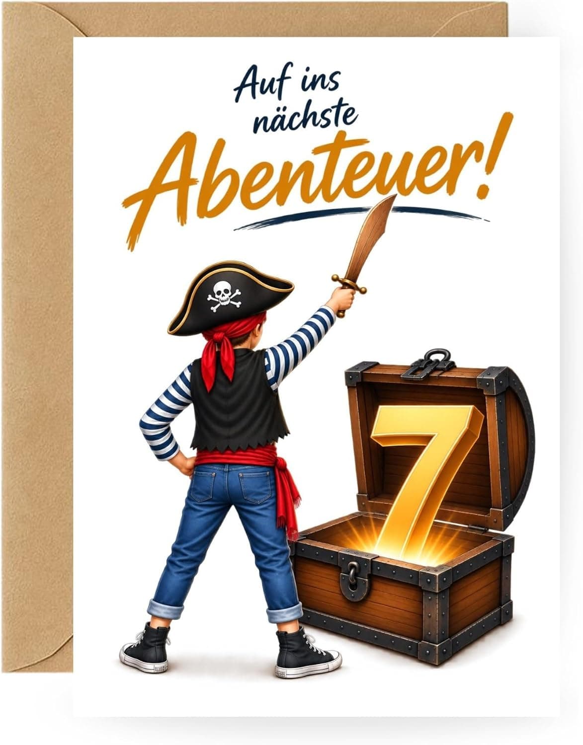 Geburtstagskarte Pirat Junge 7 Jahre