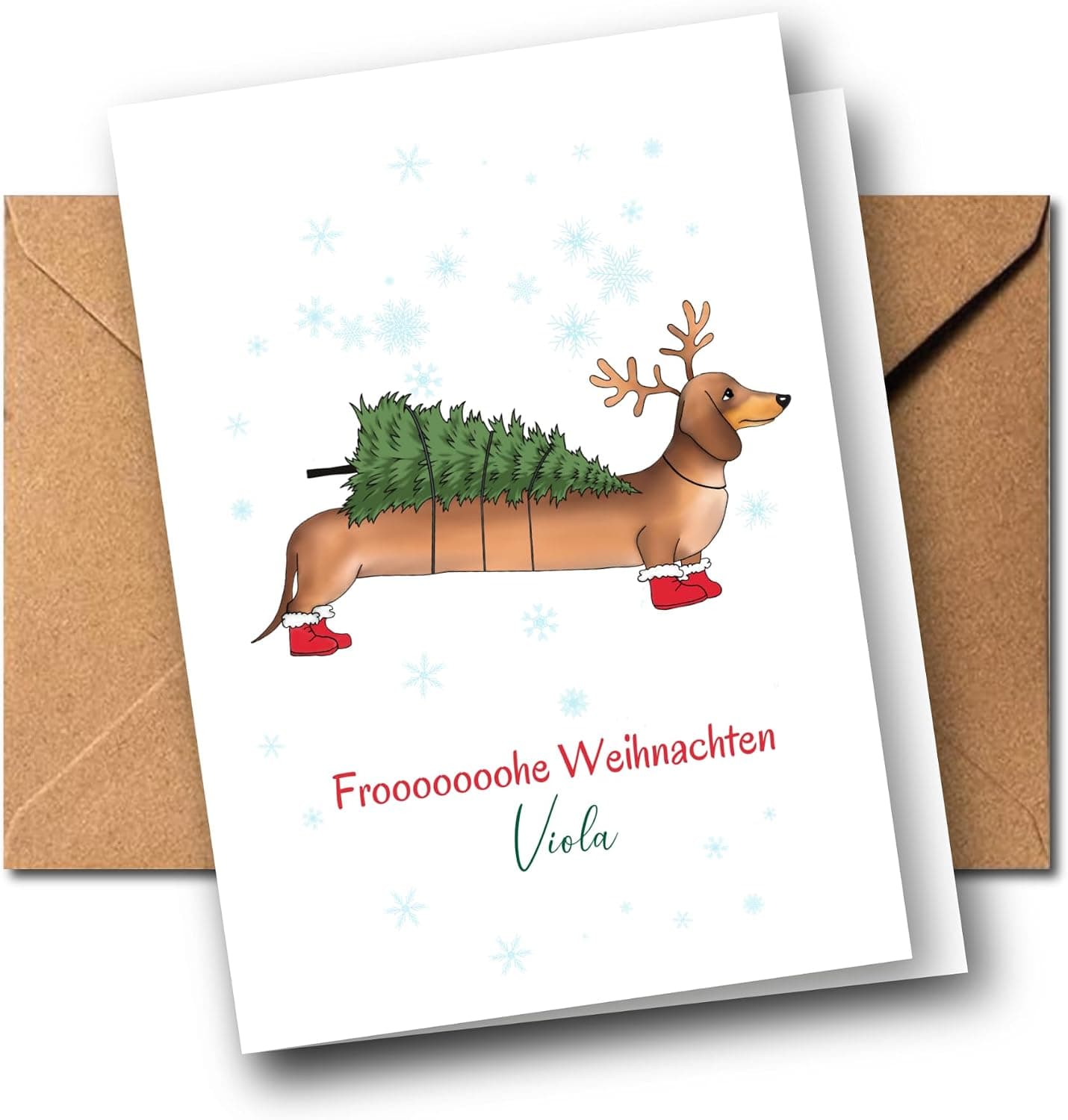 Weihnachtskarte Dackel „Froooooohe Weihnachten“