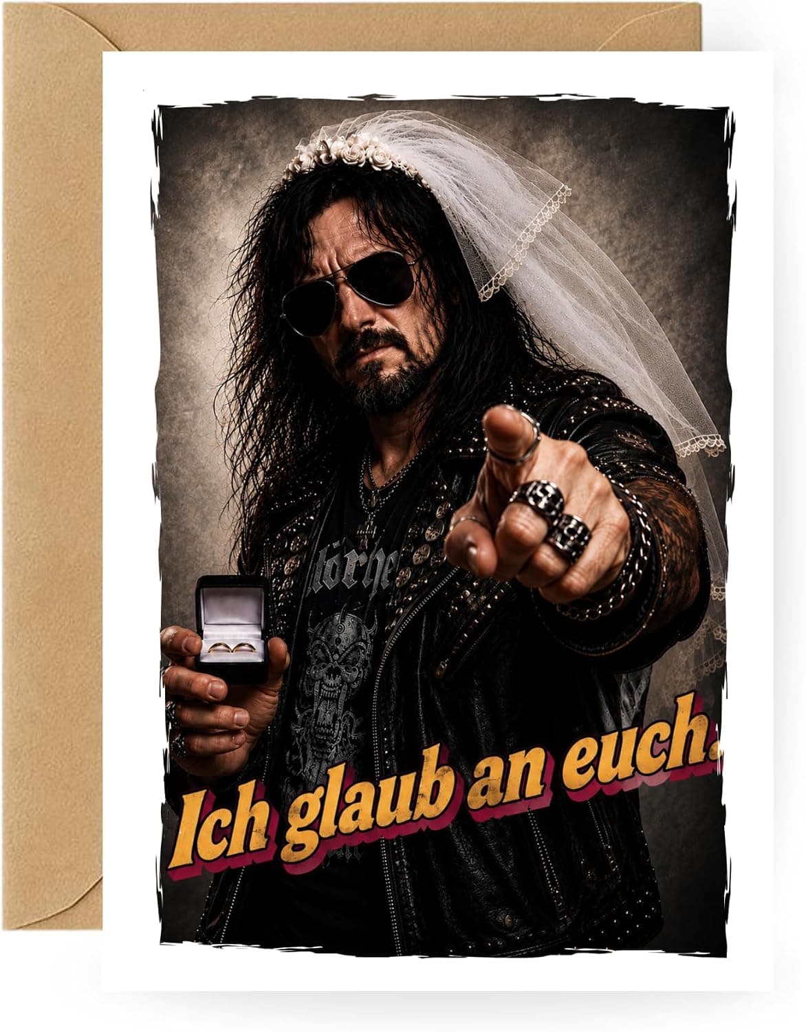 Rockige Hochzeitskarte für Metal-Fans