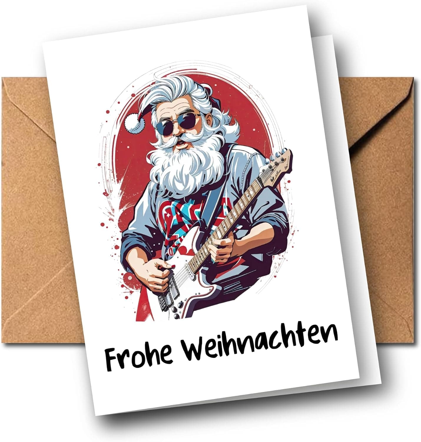 Lustige Weihnachtskarte Rock’n’Roll-Weihnachtsmann