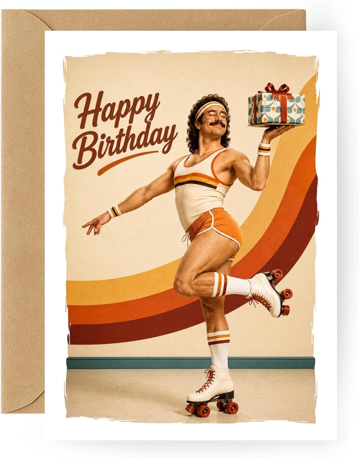 Lustige Retro-Geburtstagskarte – Rollschuhe, Poledance & Co.