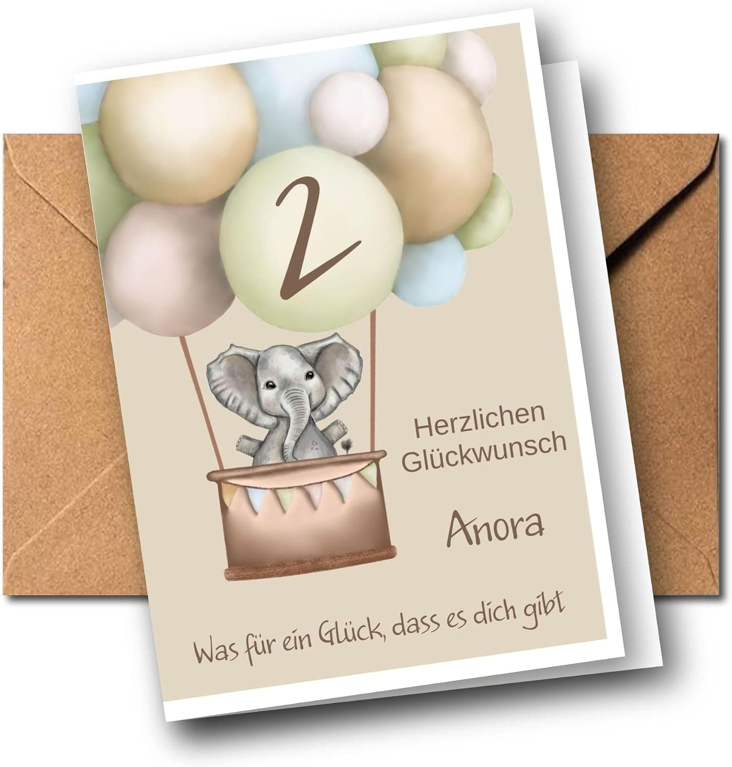 Kinder-Geburtstagskarte personalisiert – 18 Tiermotive mit Name & Alter