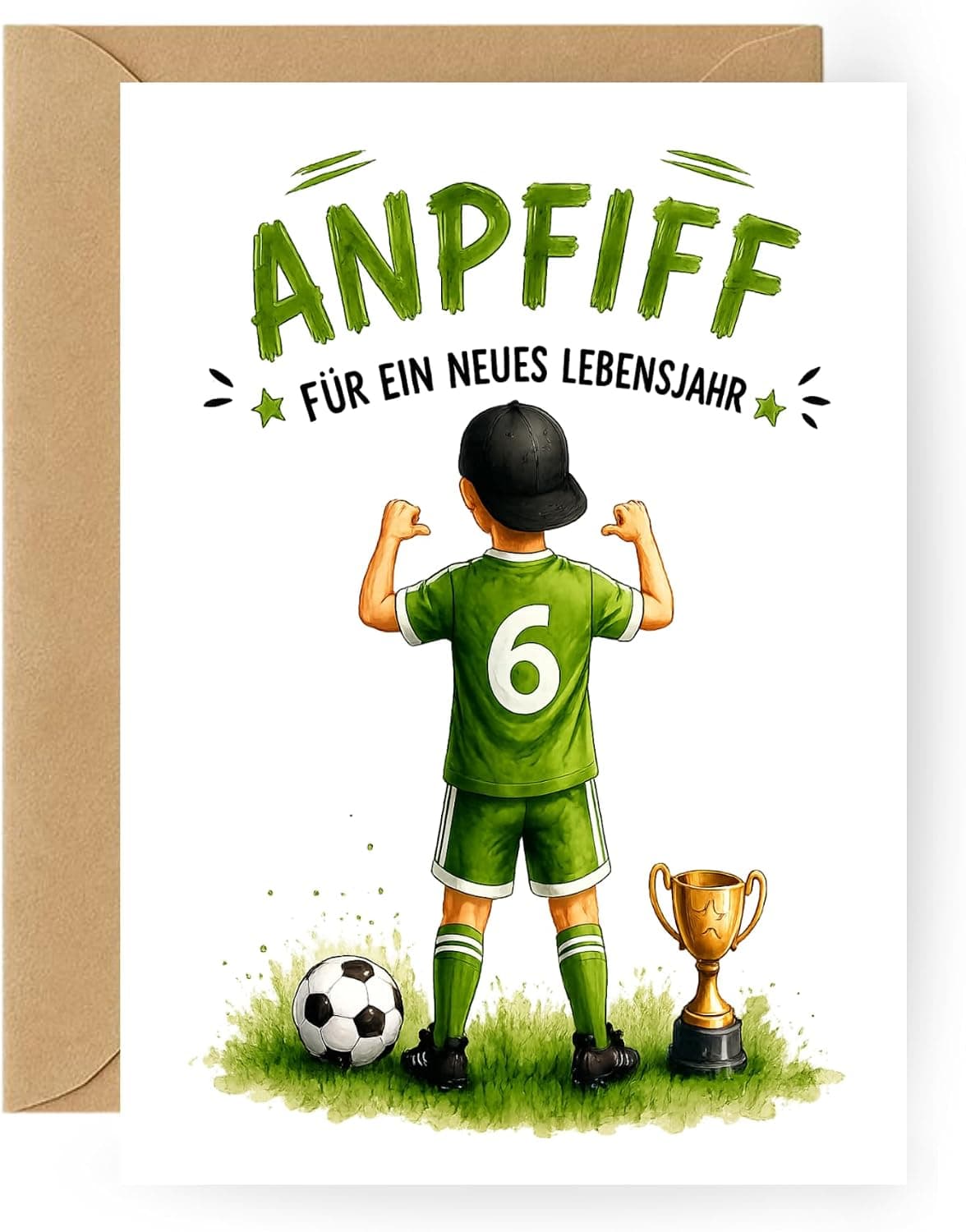 Geburtstagskarte Fußball „Anpfiff für ein neues Lebensjahr“ – 5 bis 10 Jahre
