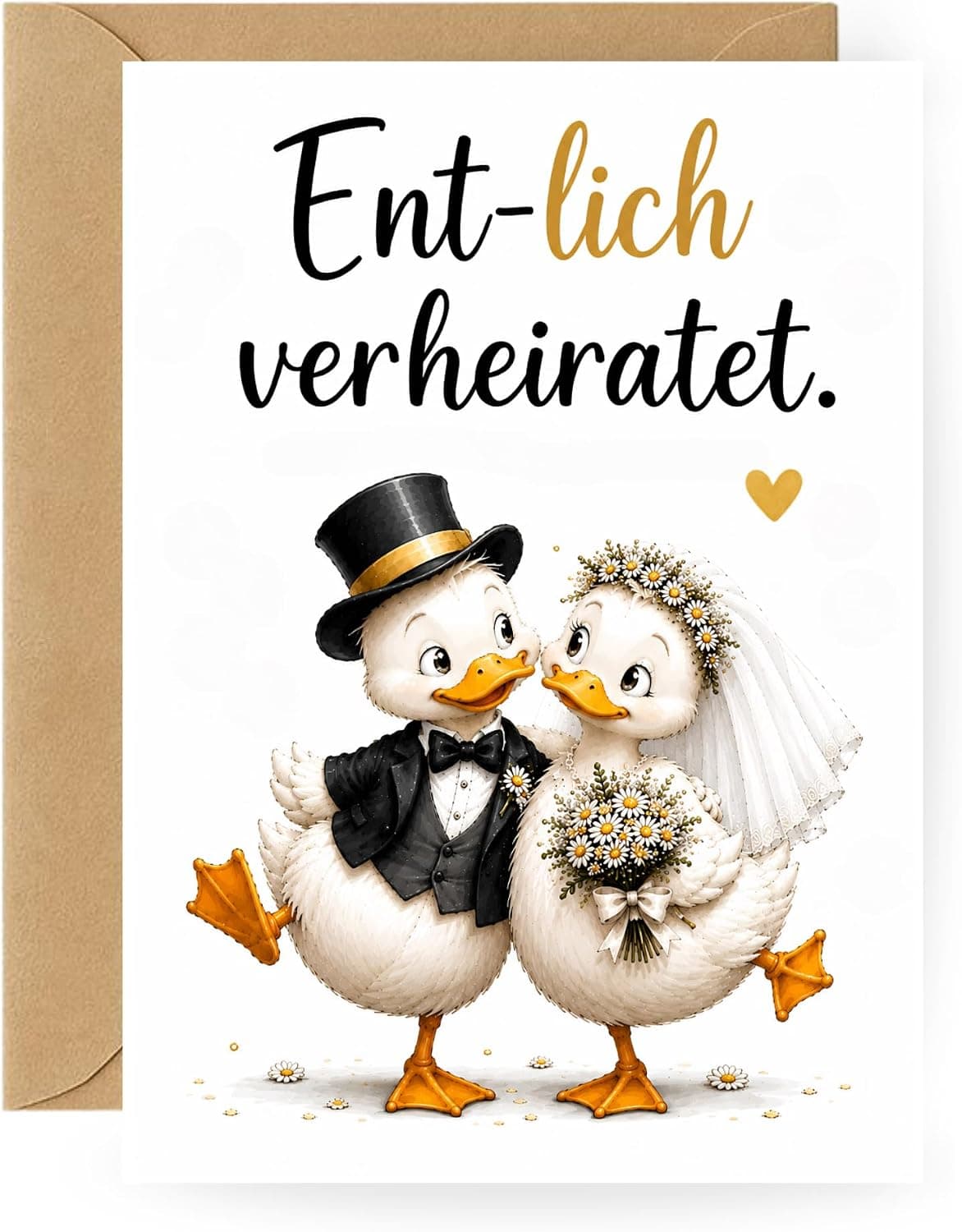 Lustige Hochzeitskarte mit Wortwitz – Ente, Hai, Bienen & Co.