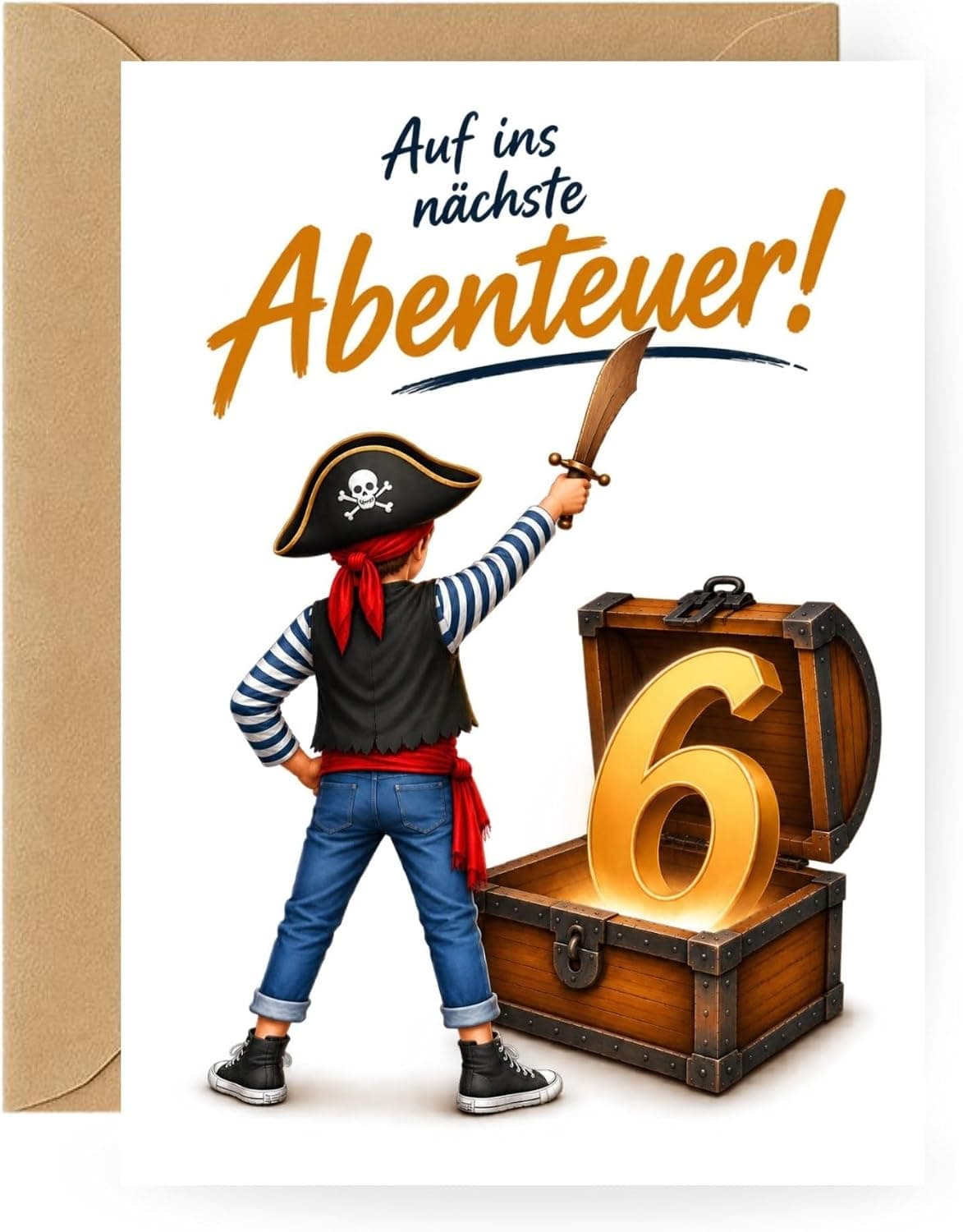 Geburtstagskarte Pirat Junge 6 Jahre