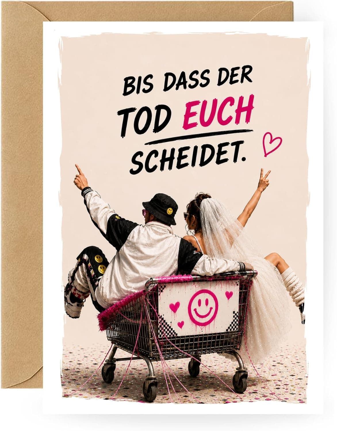 Lustige Hochzeitskarte „Bis dass der Tod euch scheidet“