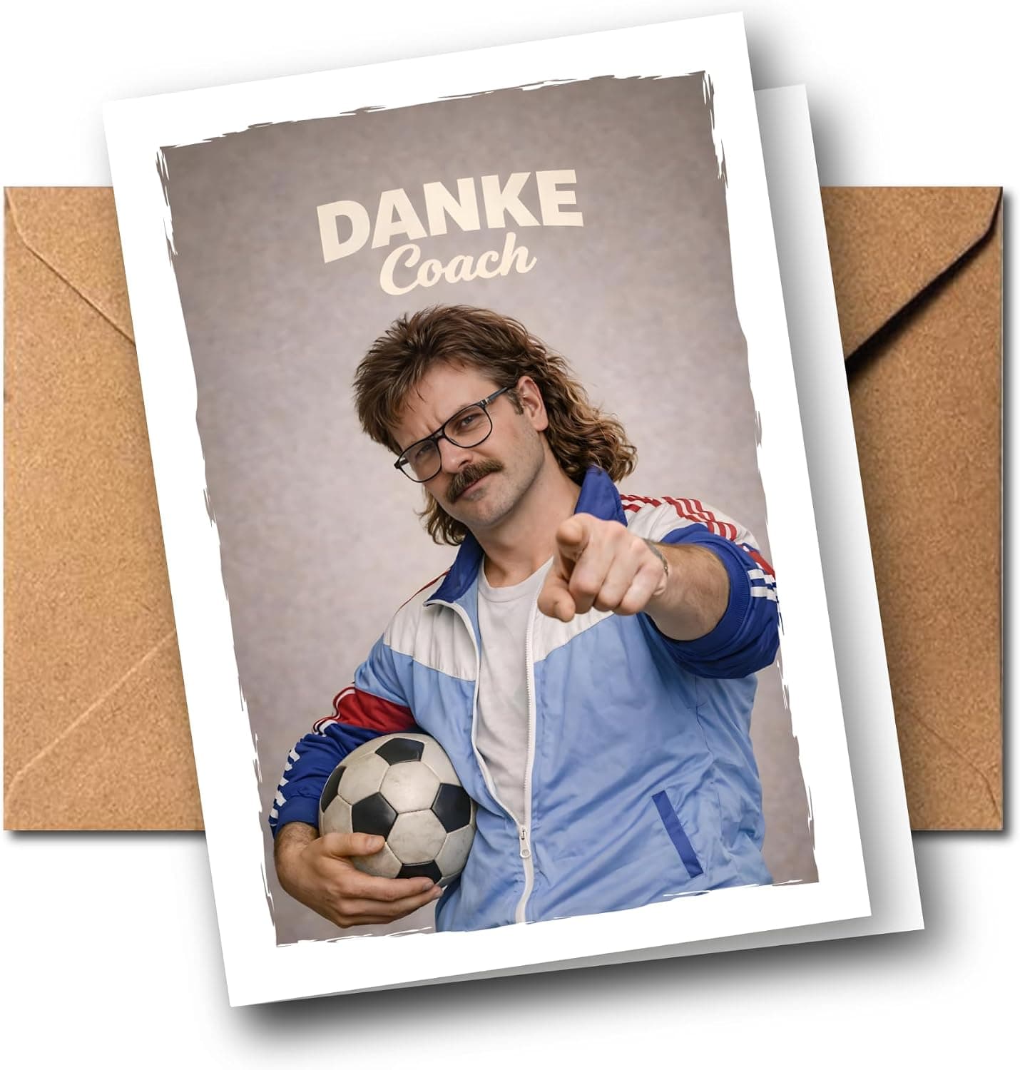 Dankeskarte „Danke Coach“ – Retro-Fußball