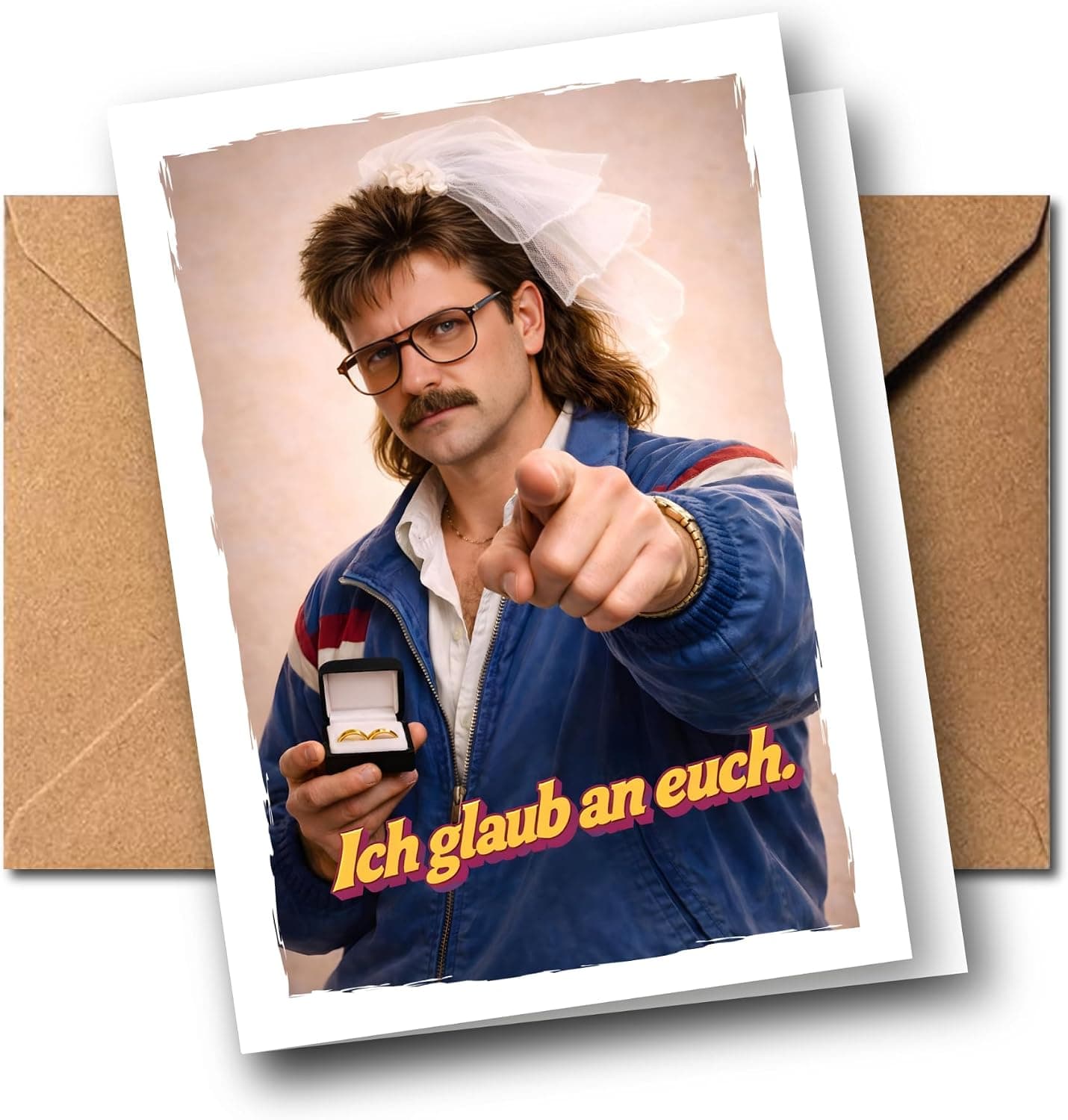 Lustige Hochzeitskarte „Ich glaub an euch“ – Nerd