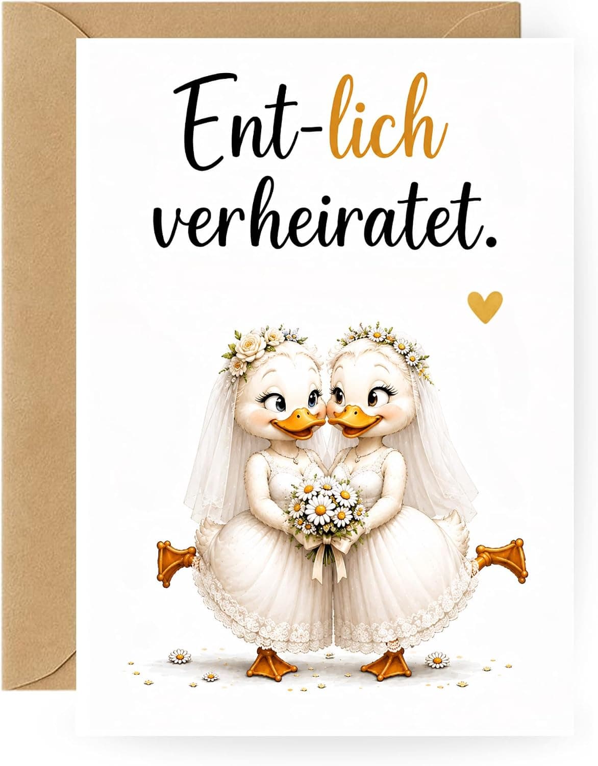 Hochzeitskarte Frauenhochzeit mit Enten Motiv