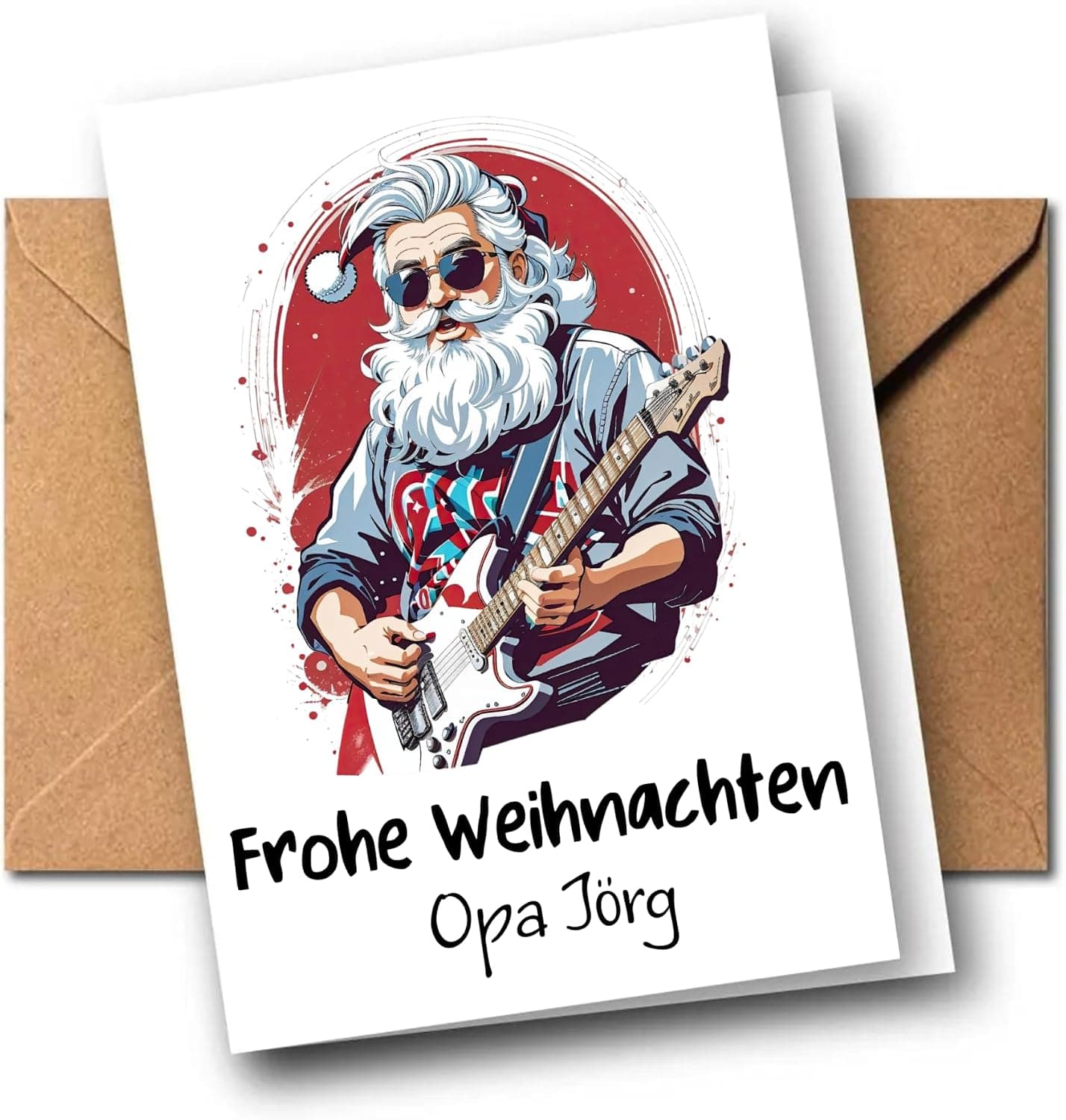 Personalisierte Rock’n’Roll-Weihnachtskarte mit Name