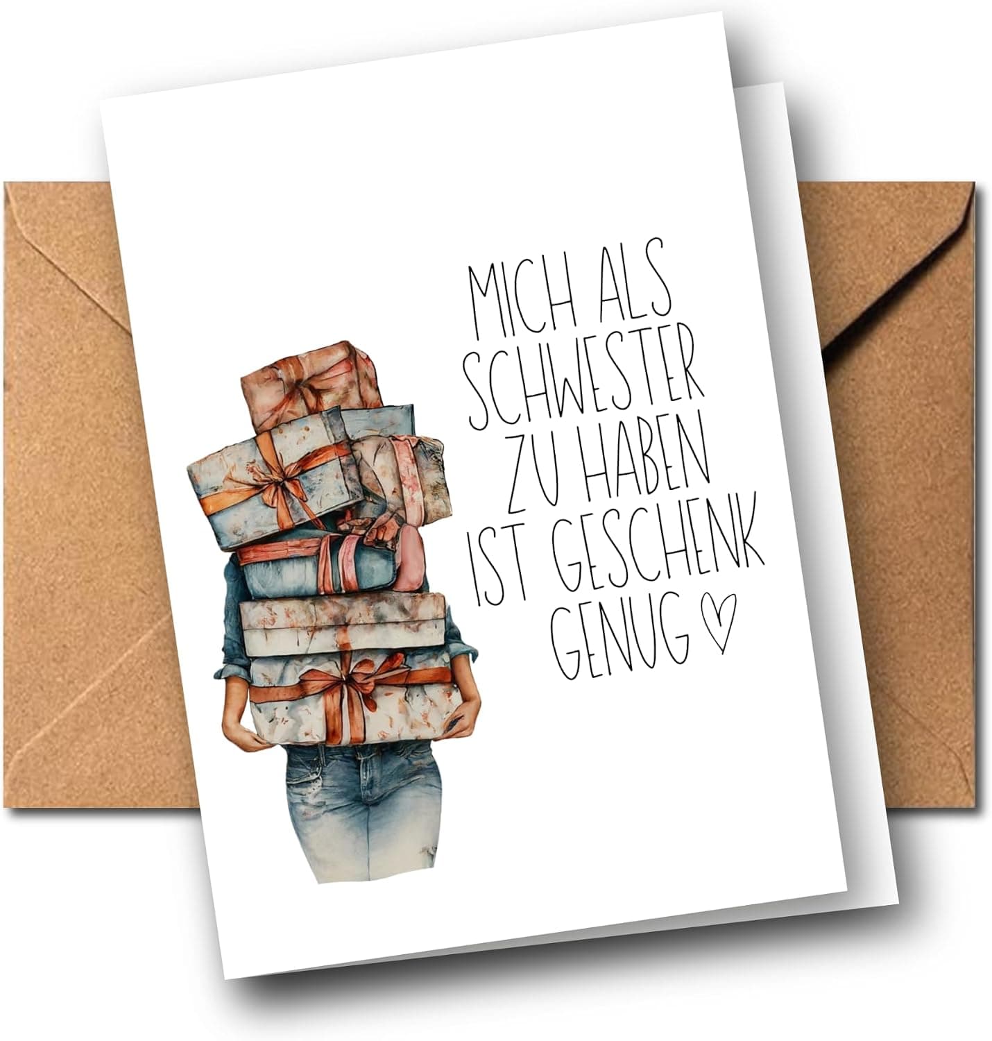 Lustige Karte für Schwester oder Bruder mit Spruch