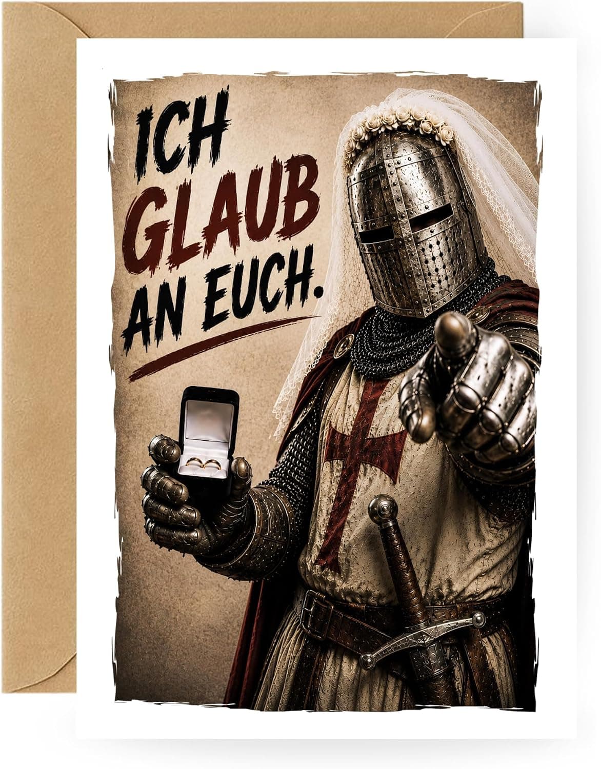 Lustige Hochzeitskarte Ritter